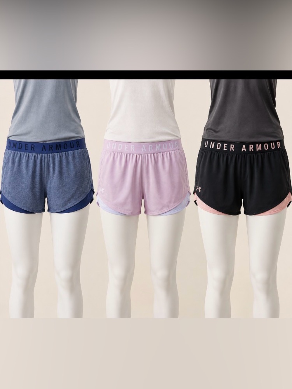 Under Armour Women's Athletic Shorts Trio - Black, Pink, Blue size Sm